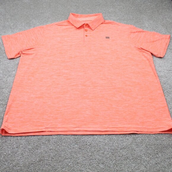 Three Sixty Six Polo Shirt Mens 3XL XXXL Orange Performance Stretch Golf S/S - Picture 2 of 15